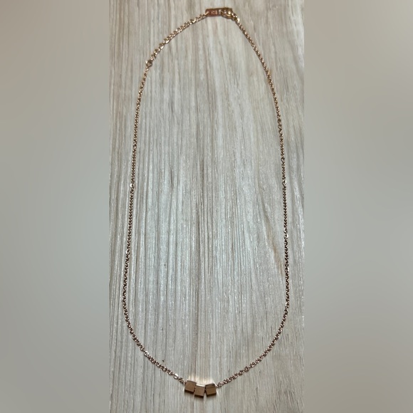 Modernist 18K Rose Gold Plated 3 Square Cube Necklace, 18" - Picture 2 of 4
